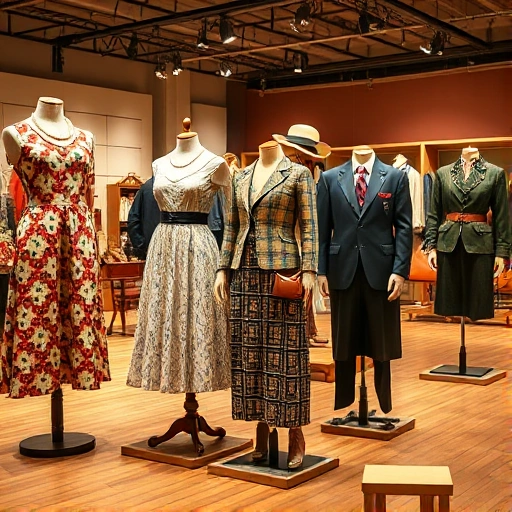 A vintage clothing and accessories exhibition in a smallHQ style, featuring classic garments like 1920s flapper dresses, 1950s swing dresses, 1970s bell-bottoms, and 1980s power suits, displayed on vintage mannequins and wooden racks with period-appropriate accessories such as pearl necklaces, fedoras, and leather handbags, set in a warmly lit exhibition hall with wooden floors and soft spotlighting, no modern elements, no text, no logos, no people, no digital artifacts