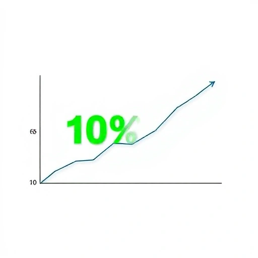 A downward trending line graph showing unemployment rate decreasing by 10%, with a clear '10%' reduction highlighted in green, set against a clean white background with minimalistic design elements